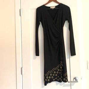 MICHAEL KORS Black Jersey Dress with Gold Grommets